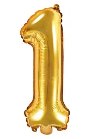 PartyDeco Balon foliowy cyfra "1", 35cm, z�oty