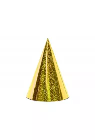 PartyDeco Czapeczki holograficzne z�ote 16cm