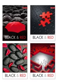 Brulion Gloss Black&Red A5 kratka 96 kartek