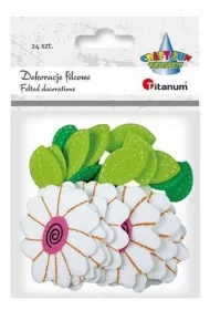 Titanum Naklejki filcowe 3D kwiatki, listki mix 24 szt.