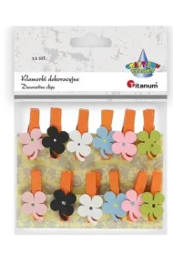 Titanum Ozdoba drewniana Klamerki kwiatki 12 szt.