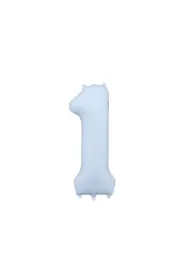 PartyDeco Balon foliowy Cyfra 1 mglisty niebieski 86cm