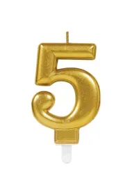 Amscan �wieczka cyferka 5 Sparkling Celebrations z�ota