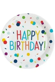 Amscan Talerze owalne papierowe Happy Birthday 23cm 8 szt.