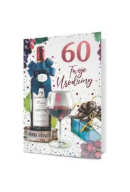 Pan Dragon Karnet B6 HM-200 Urodziny naklejana cyfra, wino i prezent HM-200-3063