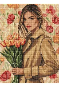 Ideyka Diamentowa mozaika - Dziewczyna w p�aszczu 30x40cm