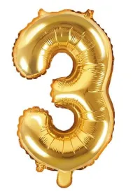 PartyDeco Balon foliowy Cyfra "3", 35cm, z�oty