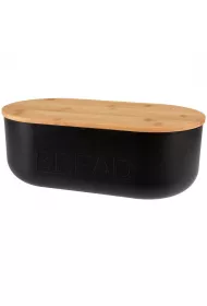 Excellent Houseware Chlebak z bambusow pokryw czarny 35 x 19 x h12 cm