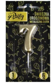 GoParty �wieczka urodzinowa 7 Metaliczna z�ota