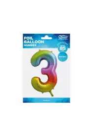 Godan Balon foliowy Cyfra 3 t�czowa HS-C34T3 85cm