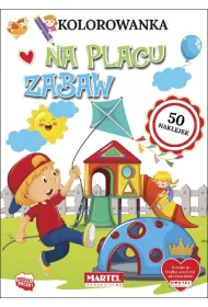 Na placu zabaw. Kolorowanka z naklejkami