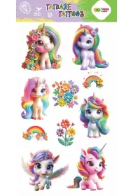 Tatua�e zmywalne Flower Unicorns HAPPY COLOR