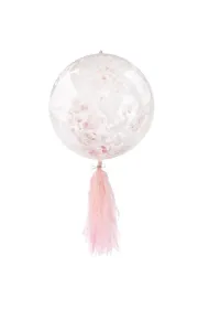 Arpex Balon PCV prze�roczysty z konfetti z fr�dzlami BLF5757 r�owy