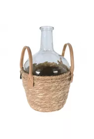 H&S Decoration Wazon szklany w plecionej osonie Boho