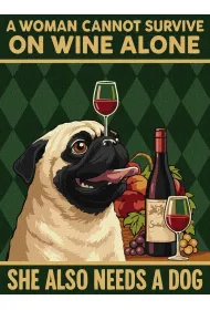 Ideyka Malowanie po numerach - Plakat. Wino i pies 30x40cm