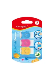 Gumka do �cierania KEYROAD Goldfish z os�on� blister 3szt.