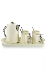 HowHomely Serwis kawowy Luca Silver Cream