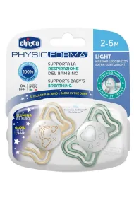 Chicco Smoczek uspokajajcy light silikon lumi 2-6m 2 szt.