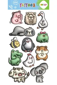 Tatua�e zmywalne Bubble Animals HAPPY COLOR