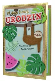Kukartka Karnet B6 Urodziny leniwiec FR-015