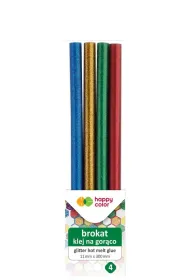 Klej do pistoletu na gor�co brokatowy 11mmx200mm blister 4szt. Happy Color
