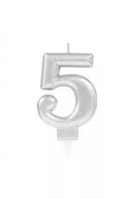 Amscan �wieczka cyferka 5 Sparkling Celebrations srebrna