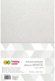 Happy Color Arkusze piankowe brokatowe A4 bia�e 5 szt.
