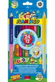 Hasta Kredki o��wkowe tr�jk�tne Jumbo dwustronne 24 kolor�w 12 szt.