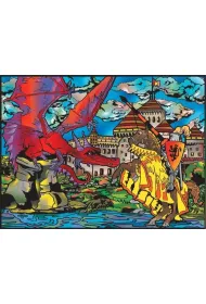Kolorowanka welwetowa 47x35cm Smok i zamek