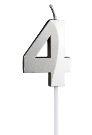 �wieczka na tort - cyferka 4 srebrna 4,8cm