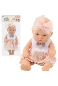 Lalka bobas 30cm w r�owej sukience LeanToys