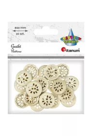 Titanum Guziki drewniane a�urowy kwiat 20 mm