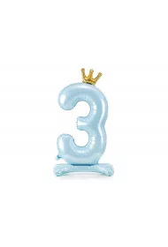 PartyDeco Stoj�cy balon foliowy 3 b��kitny 84cm