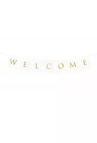 PartyDeco Baner Welcome bia�y 15x95cm