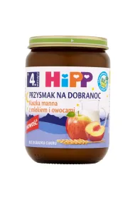 Hipp Przysmak na Dobranoc Kaszka manna z mlekiem i owocami po 4. miesi�cu 190 g Bio