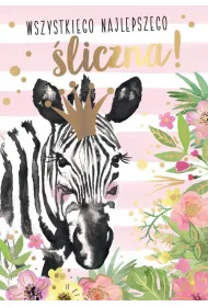 Kukartka Karnet B6 GS-003 Wszystkiego najlepszego, zebra