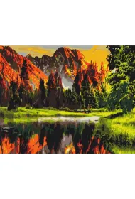Brushme Malowanie po numerach - Zach�d s�o�ca w g�rskiej dolinie 40x50cm