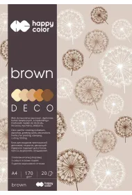 Happy Color, Blok Hobby Deco Brown 170 g/m2, A4/20 ark., 5 kolor�w