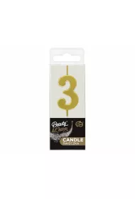 Godan �wieczka piker B&C cyferka 3 metaliczna 9.5x2.3cm