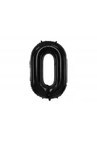 PartyDeco Balon foliowy 0 czarny 86cm