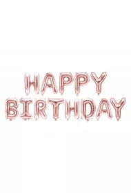 PartyDeco Balon foliowy Happy Birthday r�owe z�oto 340x35cm