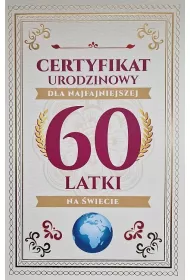 Yeku Karnet Certyfikat Urodzinowy 60 urodziny damskie