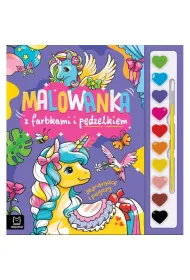 Jednoro�ce i pegazy. Malowanka z farbkami i p�dzelkiem