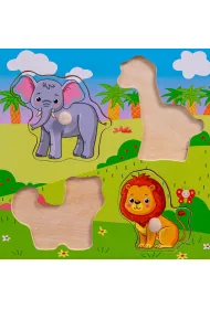 Puzzle Uk�adanka drewniana Zoo uchwyty Smily Play