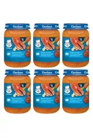 Gerber Obiadek bukiet warzyw z ososiem w sosie pomidorowym dla niemowlt po 6 miesicu zgrzewka 6 x 190 g