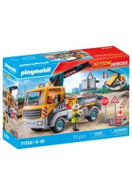 Playmobil Action Heroes Ci�ar�wka budowlana z d�wigiem 71750