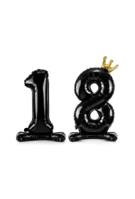 PartyDeco Stoj�cy balon foliowy 18 czarny 84cm