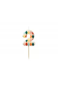 PartyDeco �wieczka urodzinowa cyfra 2 romby 5,5cm