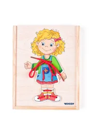 Drewniana uk�adanka Dziewczynka do przebierania Przeplatanka 90017 Woody Woodyland