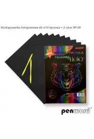 Wydrapywanka holograficzna A4 10arkuszy t�czowa+ 2 rylce Polsirhurt